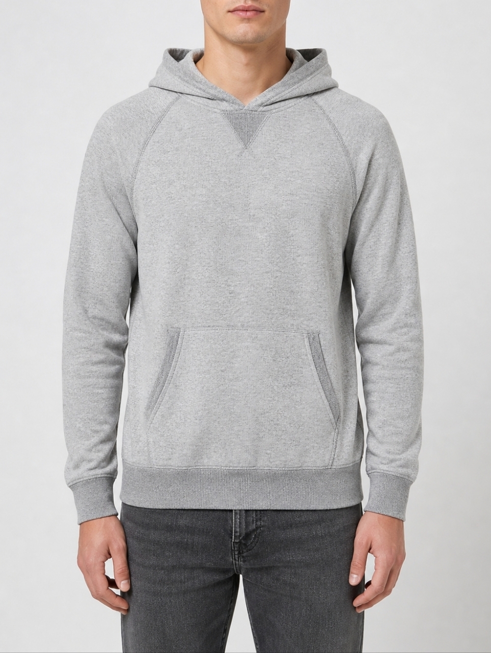 Vince Wool Blend Hoodie Grey Pullover Raglan Lightweight Men Size M